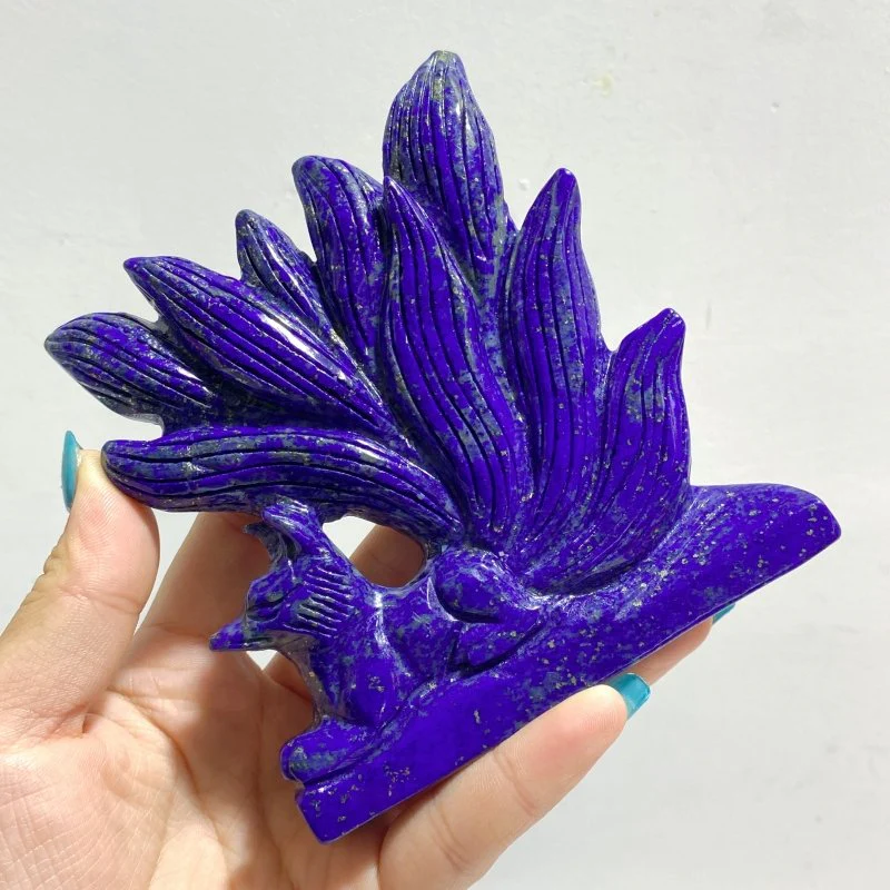 5 Pieces Lapis Lazuli Nine-tailed Fox Carving - Image 2