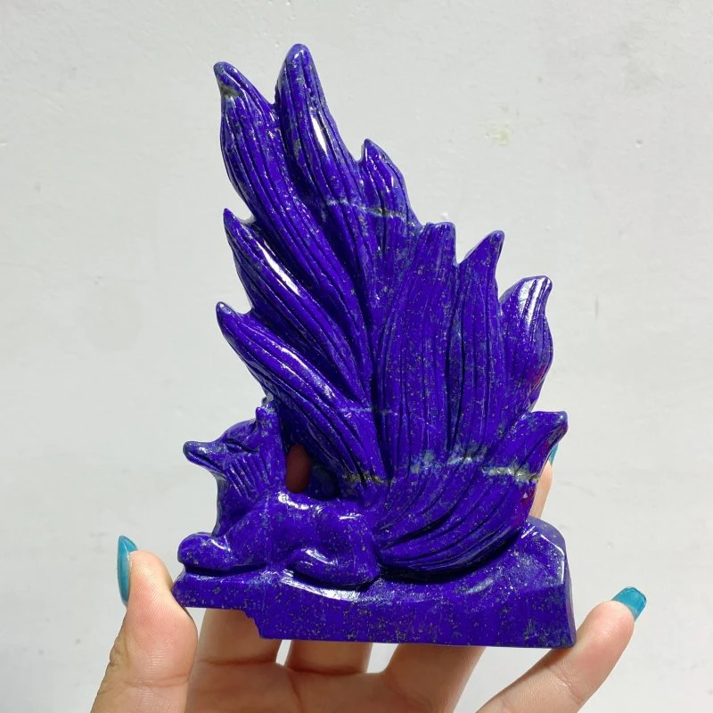 5 Pieces Lapis Lazuli Nine-tailed Fox Carving - Image 3