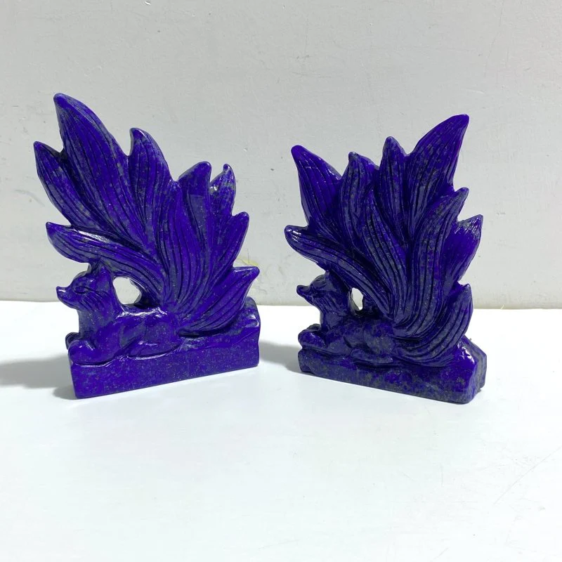 5 Pieces Lapis Lazuli Nine-tailed Fox Carving - Image 5
