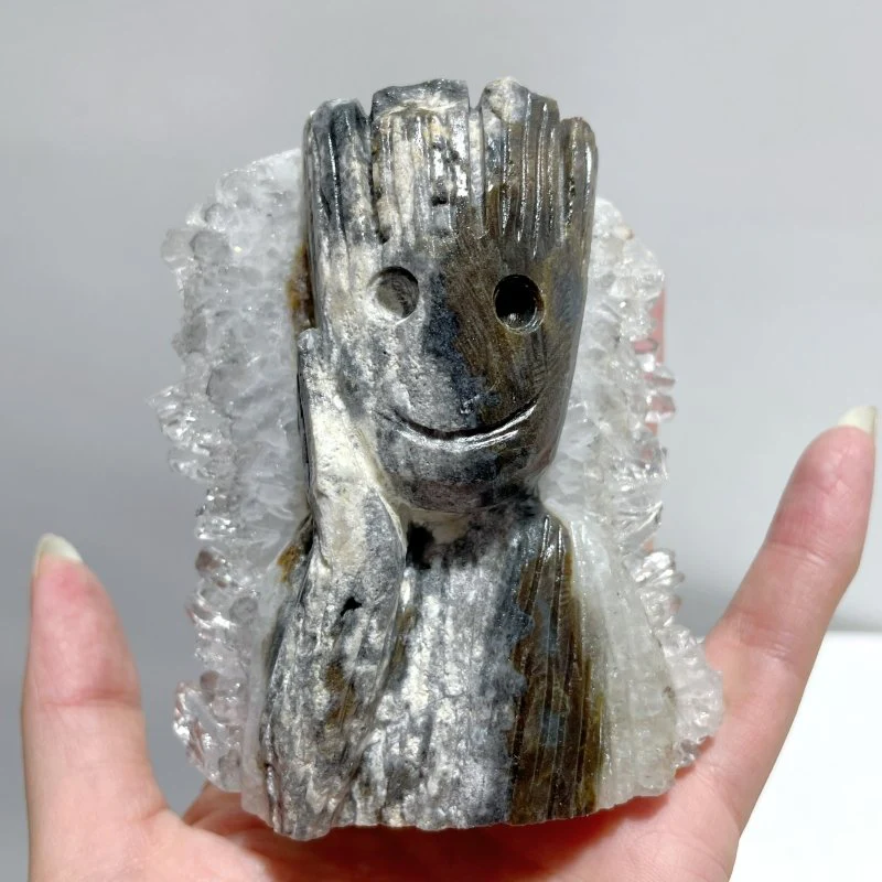 6 Pieces Large Clear Quartz Cluster Groot Carving - Image 2
