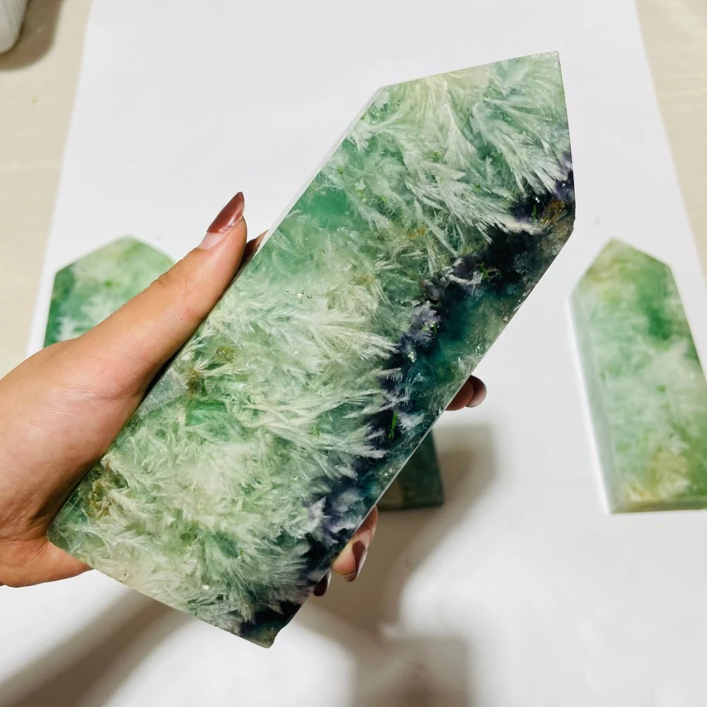 5 Pieces Large Feather Fluorite Four-Sided Tower Points - Image 2
