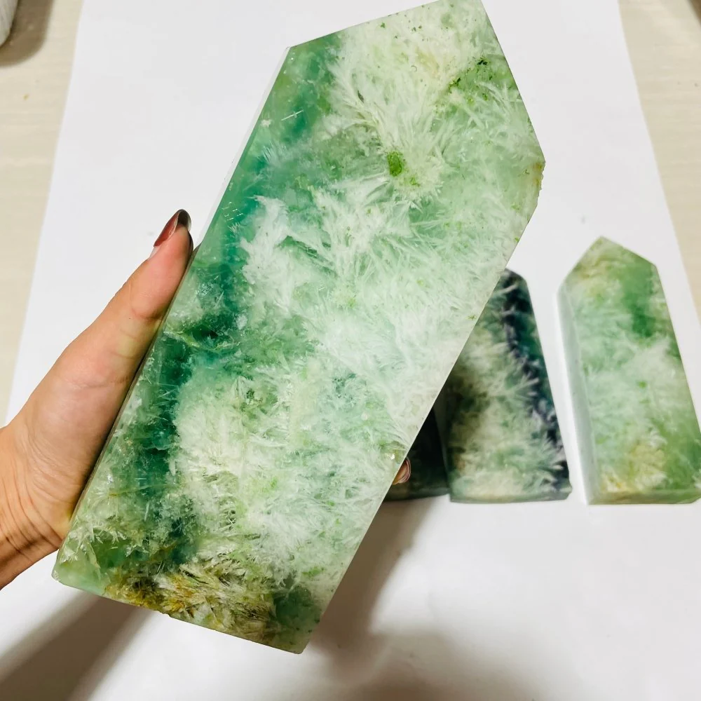 5 Pieces Large Feather Fluorite Four-Sided Tower Points - Image 6