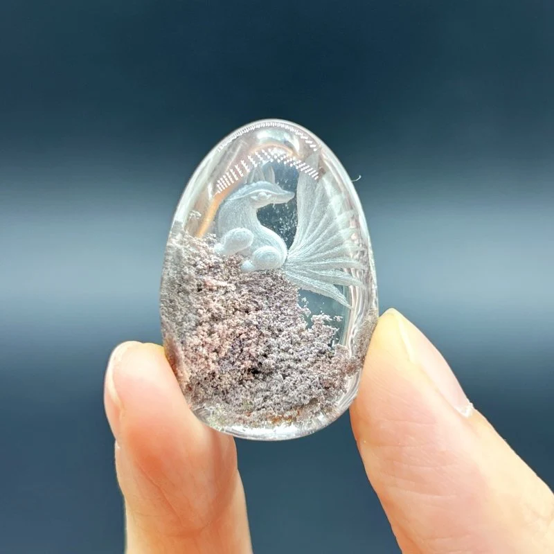 5 Pieces Nine-tailed Fox Garden Quartz Inner Scene Carving - Image 5