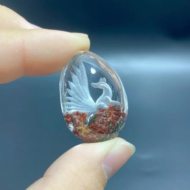 6 Pieces Nine-tailed Fox Garden Quartz Inner Scene Carving - Image 3