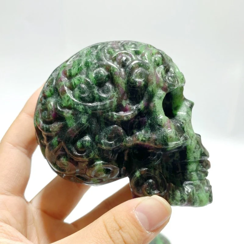 5 Pieces Ruby Zoisite Skull Carving - Image 3