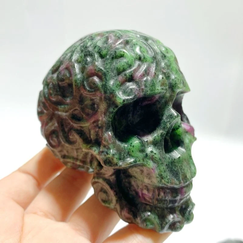 5 Pieces Ruby Zoisite Skull Carving - Image 4