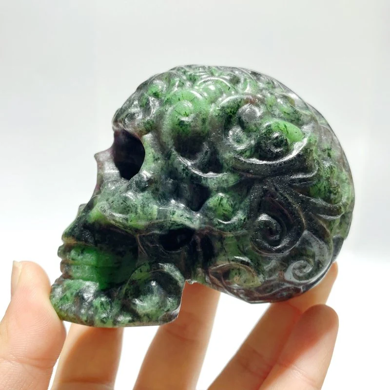 5 Pieces Ruby Zoisite Skull Carving - Image 5