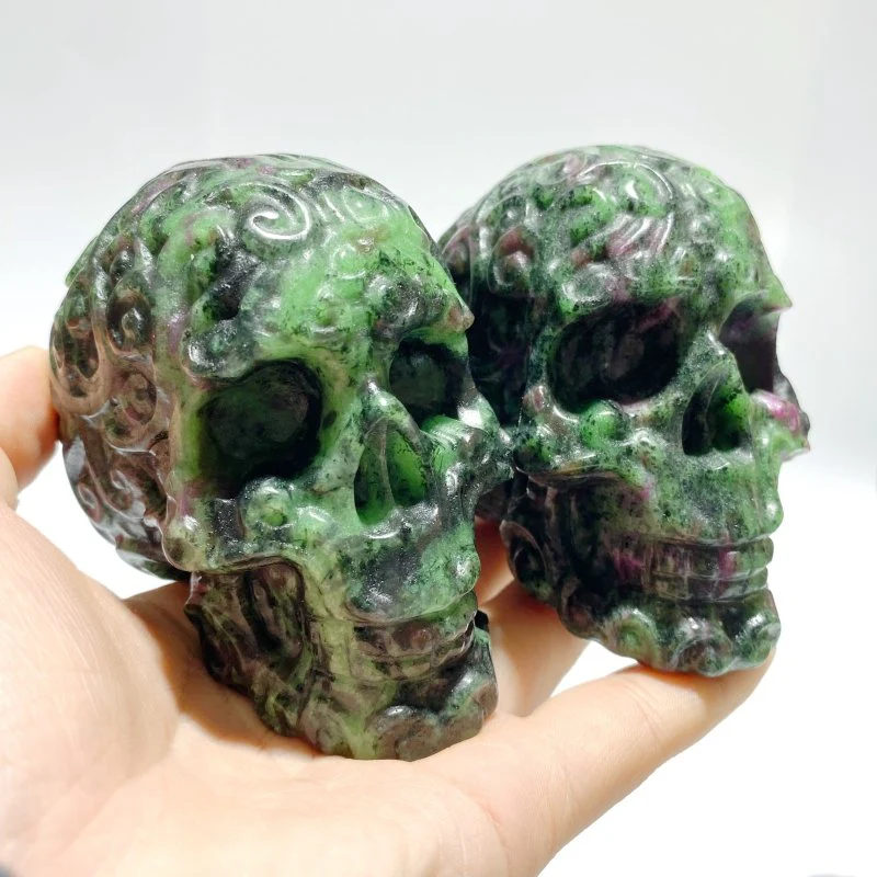 5 Pieces Ruby Zoisite Skull Carving - Image 6