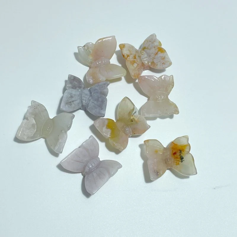 3D Butterfly Carving Wholesale Rose Quartz Sakura Flower Agate - Image 3