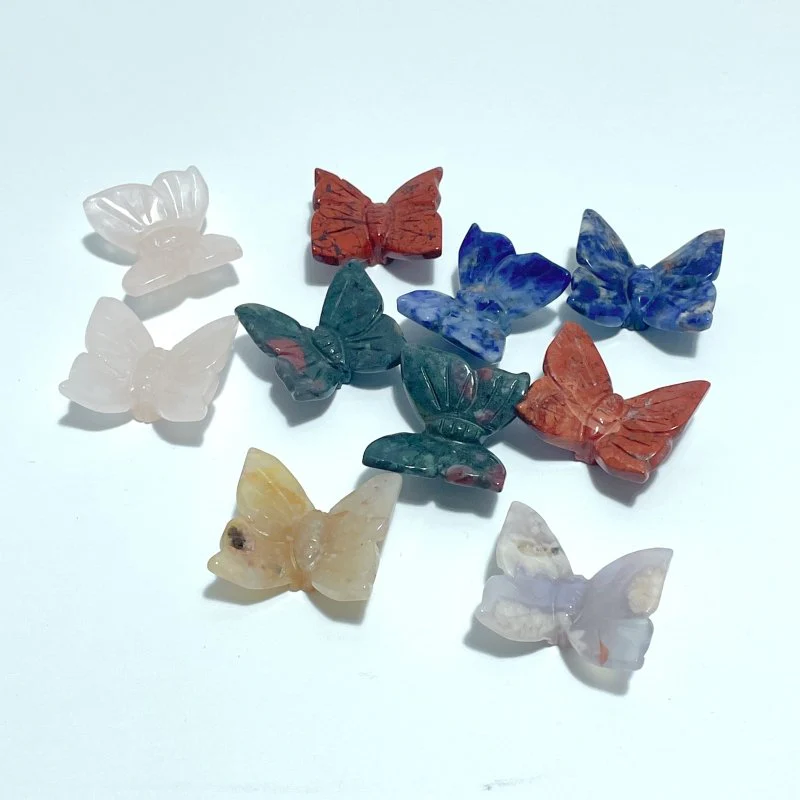 3D Butterfly Carving Wholesale Rose Quartz Sakura Flower Agate - Image 8