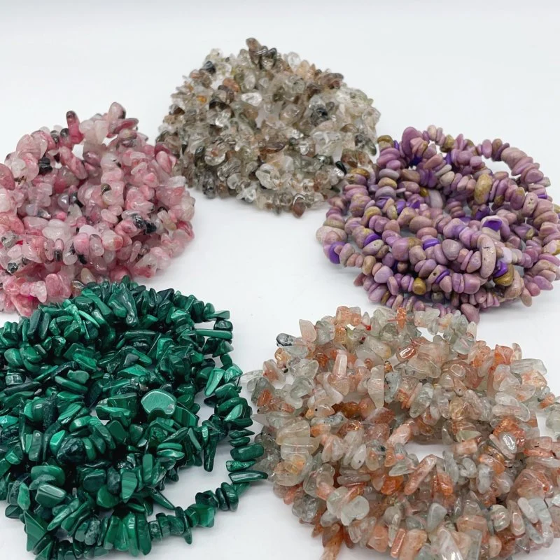 5 Types Chip Bracelet Crystal Wholesale Malachite Phosphosiderite Rutile Quartz - Image 2