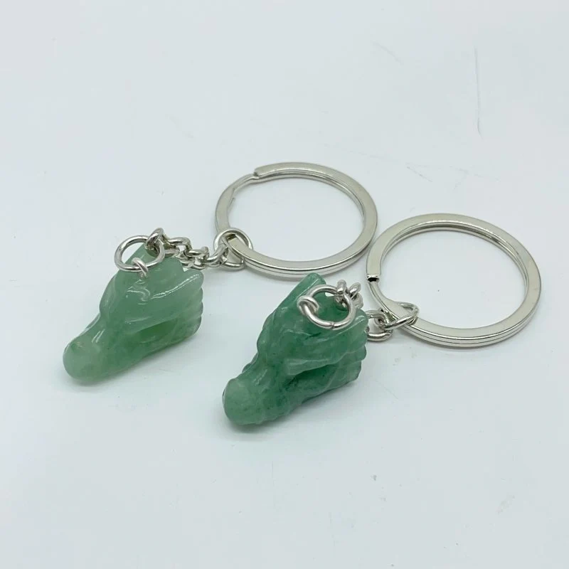 4 Types Dragon Head Crystal Keychain Carving Wholesale Green Aventurine Ocean Jasper - Image 2