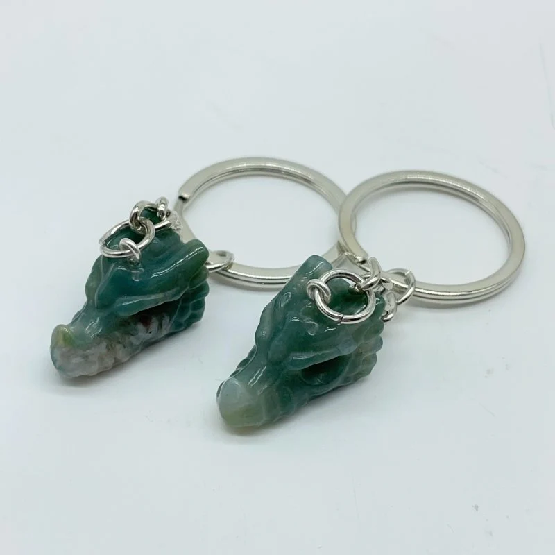 4 Types Dragon Head Crystal Keychain Carving Wholesale Green Aventurine Ocean Jasper - Image 4