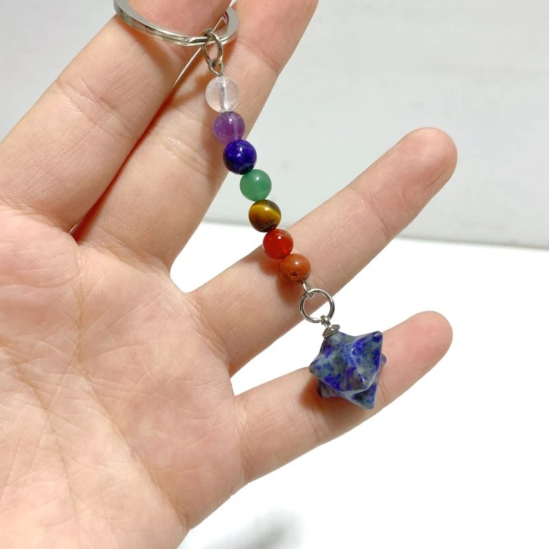 5 Types Mini 7 Chakra Beads Merkaba Keychain Wholesale Clear Quartz Tiger Eye - Image 5