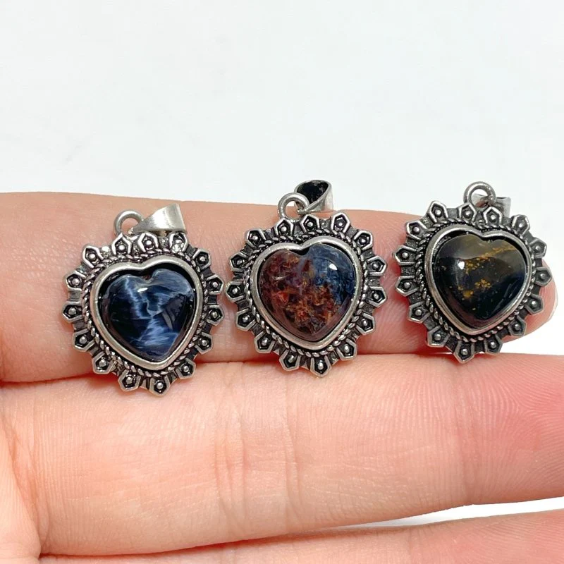 32 Pieces Pietersite Heart Pendant - Image 5