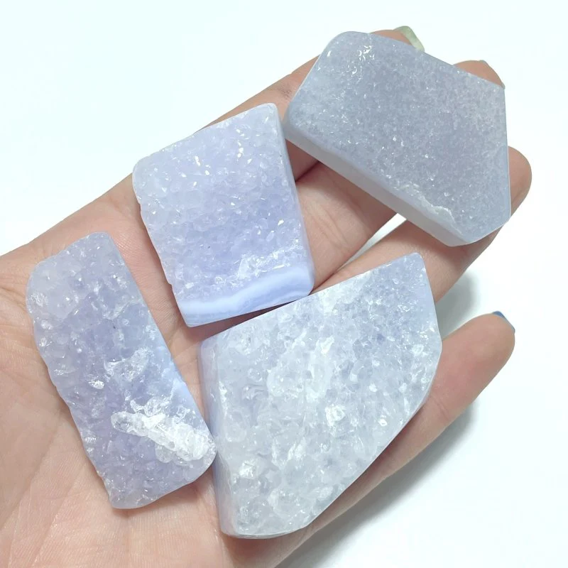 70 Pieces Blue Chalcedony Geode Free Form - Image 9