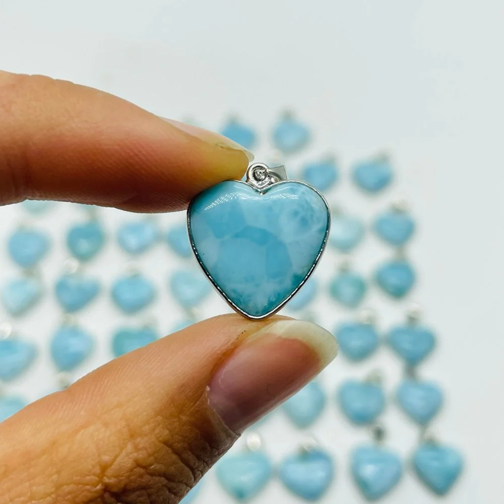 54 Pieces Larimar Heart Charm Pendant - Image 2