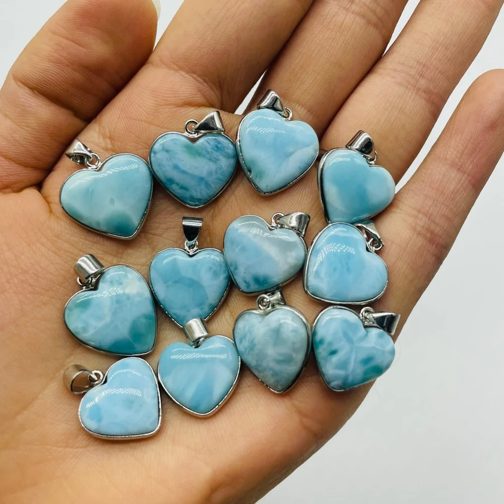 54 Pieces Larimar Heart Charm Pendant - Image 3
