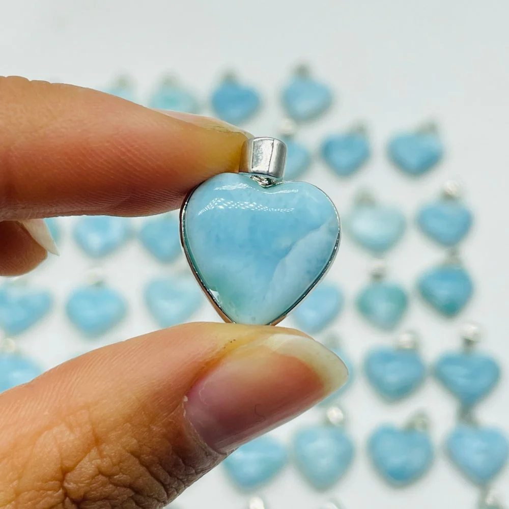54 Pieces Larimar Heart Charm Pendant - Image 4