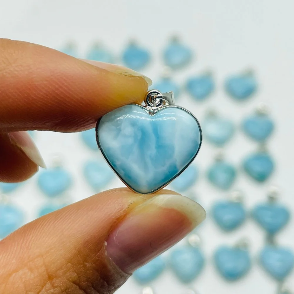 54 Pieces Larimar Heart Charm Pendant - Image 5