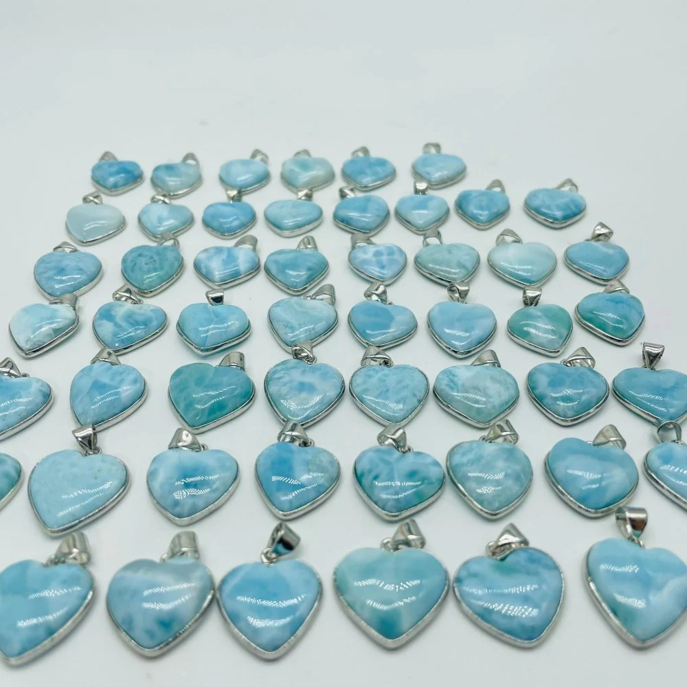 54 Pieces Larimar Heart Charm Pendant - Image 7