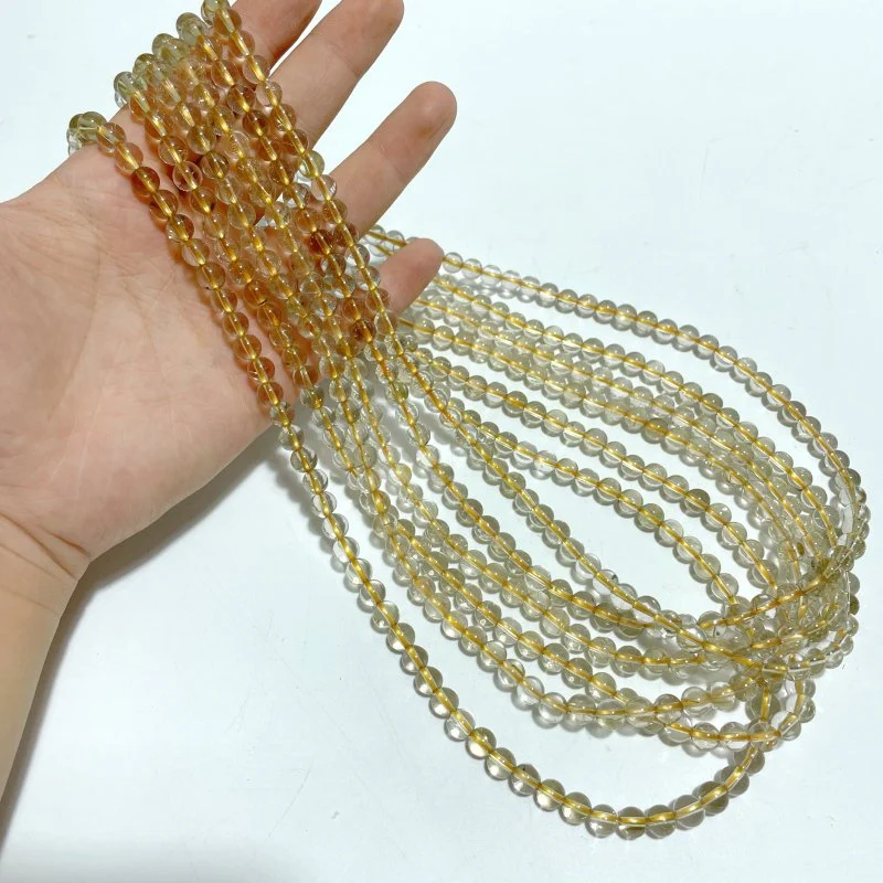 6 Pieces 6mm Rutile Quartz Beads 3-Loop Bracelet/Necklace For DIY
