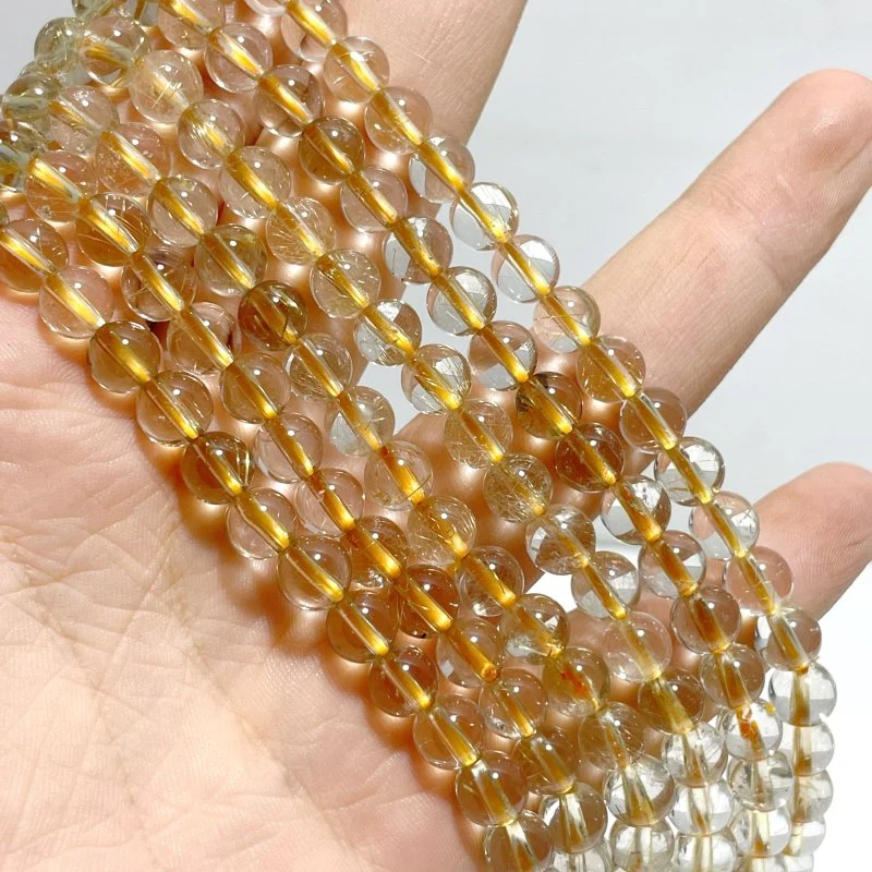 6 Pieces 6mm Rutile Quartz Beads 3-Loop Bracelet/Necklace For DIY - Image 2