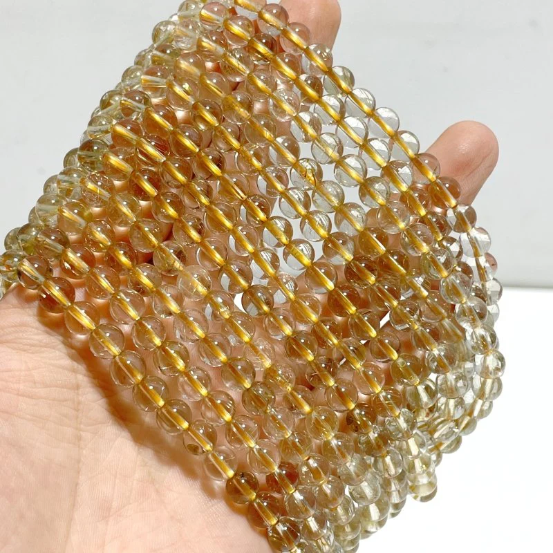 6 Pieces 6mm Rutile Quartz Beads 3-Loop Bracelet/Necklace For DIY - Image 3