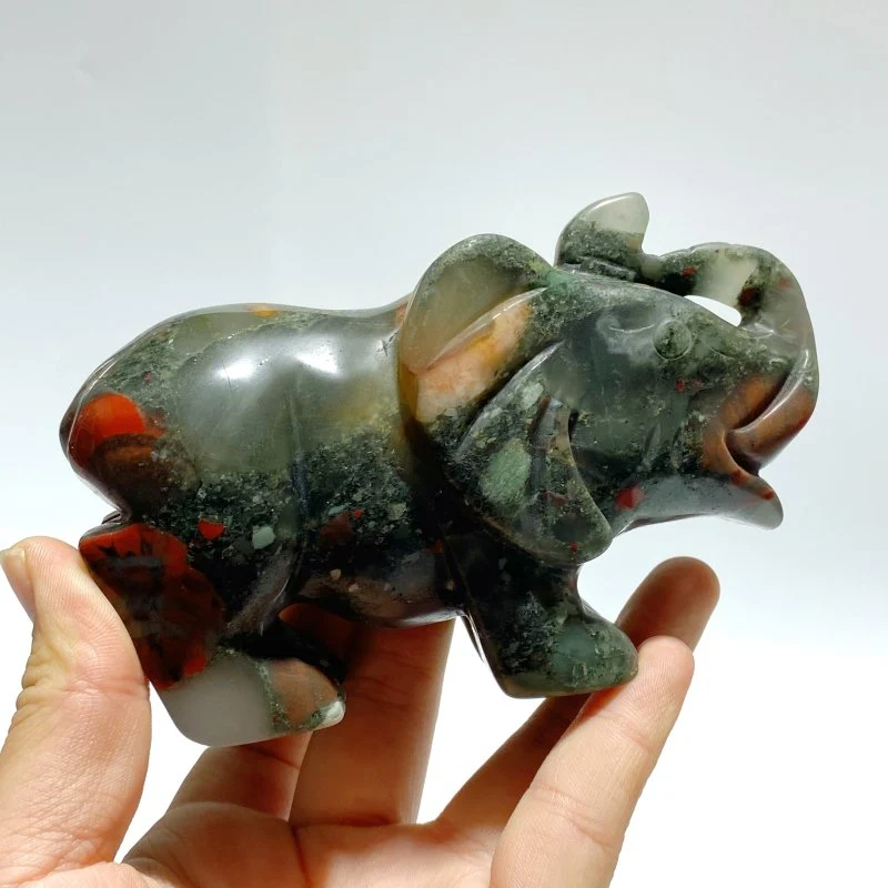 6 Pieces Africa Blood Stone Elephant Carving - Image 2