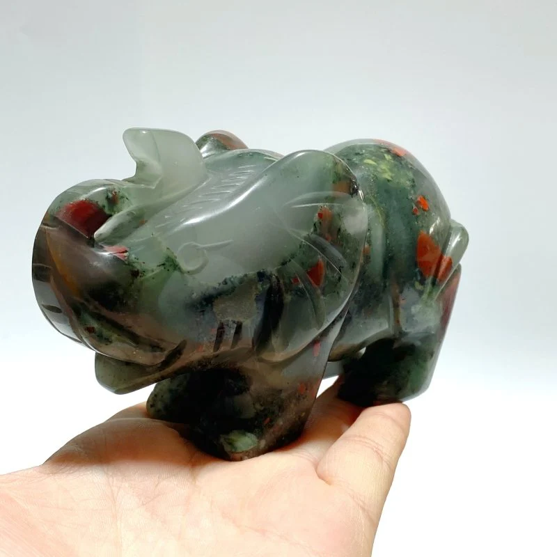 6 Pieces Africa Blood Stone Elephant Carving - Image 3
