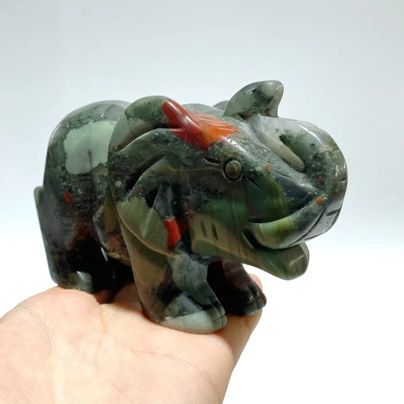 6 Pieces Africa Blood Stone Elephant Carving - Image 4