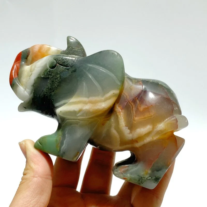 6 Pieces Africa Blood Stone Elephant Carving - Image 5