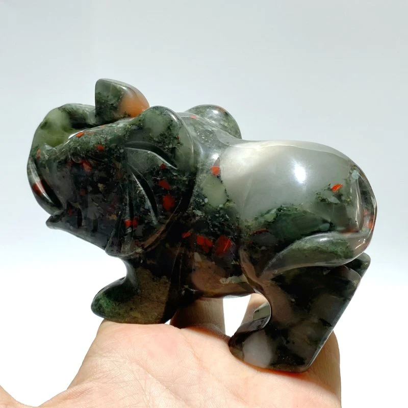 6 Pieces Africa Blood Stone Elephant Carving - Image 6