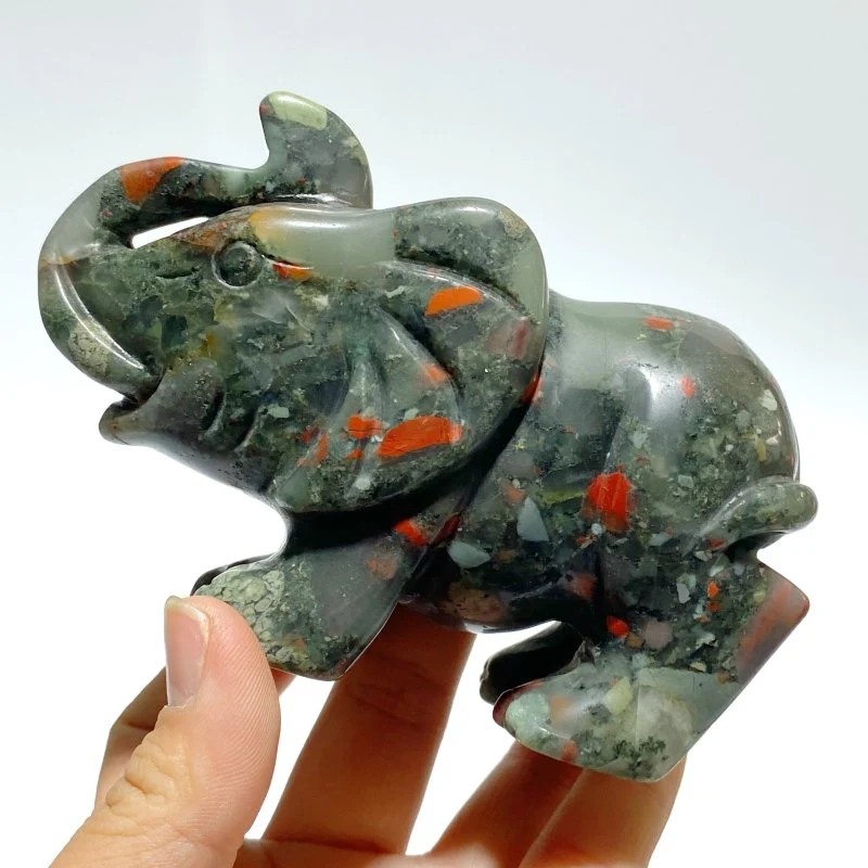 6 Pieces Africa Blood Stone Elephant Carving - Image 7