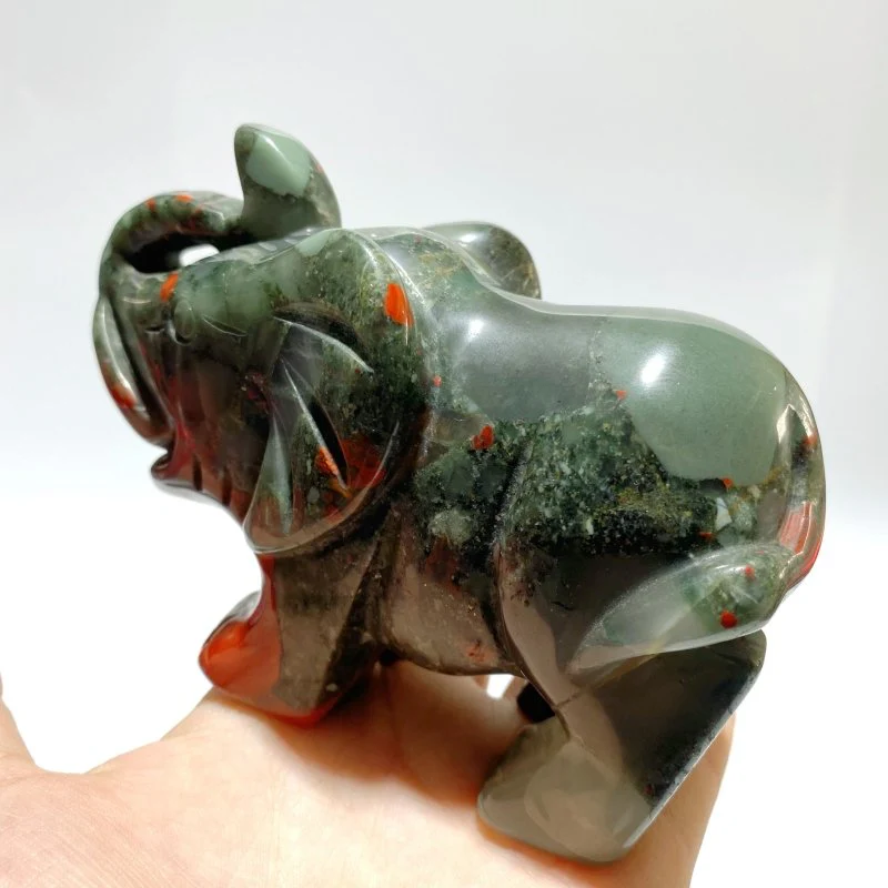 6 Pieces Africa Blood Stone Elephant Carving - Image 4