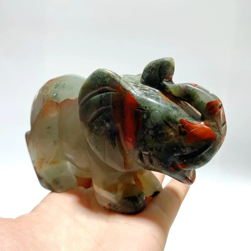 6 Pieces Africa Blood Stone Elephant Carving - Image 5