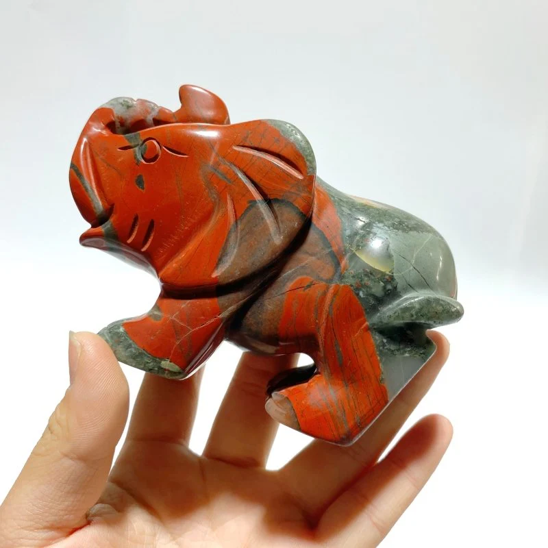 6 Pieces Africa Blood Stone Elephant Carving - Image 6