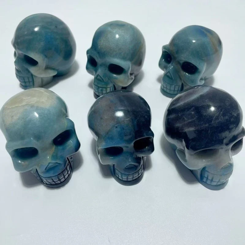 6 Pieces Trolleite Stone Skull Carving - Image 2