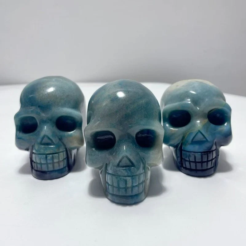 6 Pieces Trolleite Stone Skull Carving - Image 4