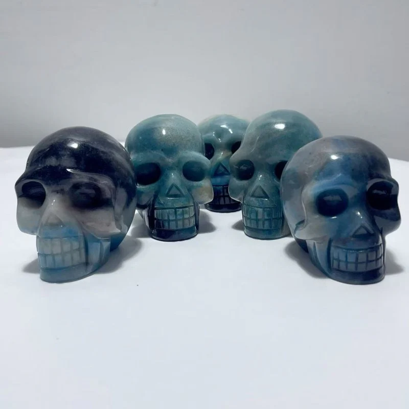 6 Pieces Trolleite Stone Skull Carving - Image 5