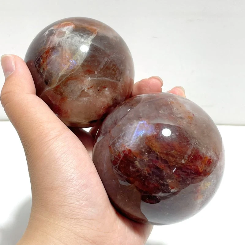 6 Pieces Blue Moonstone Mixed Fire Quartz Spheres - Image 2