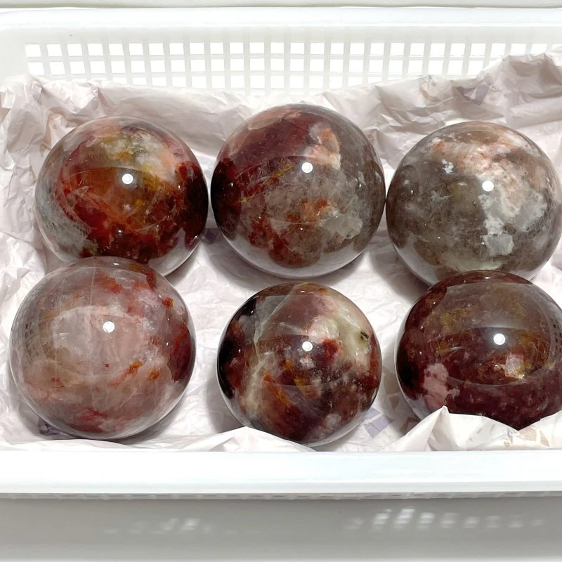 6 Pieces Blue Moonstone Mixed Fire Quartz Spheres - Image 6