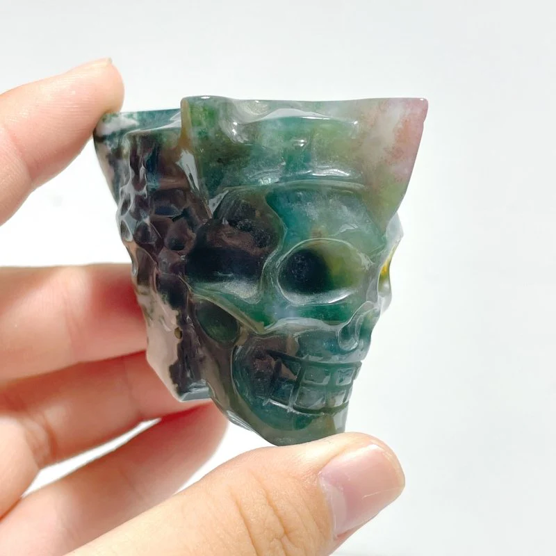 6 Pieces Colorful Ocean Jasper King Skull Carving - Image 3