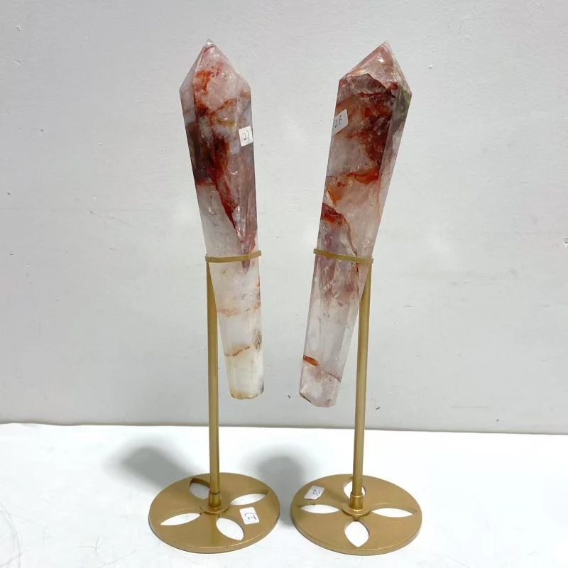 6 Pieces Fire Quartz Point Magic Scepter Wand With Stand - Image 2