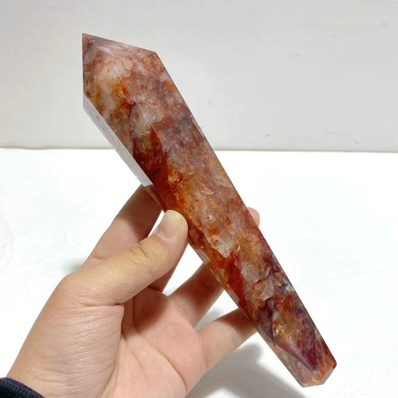 6 Pieces Fire Quartz Point Magic Scepter Wand With Stand - Image 4