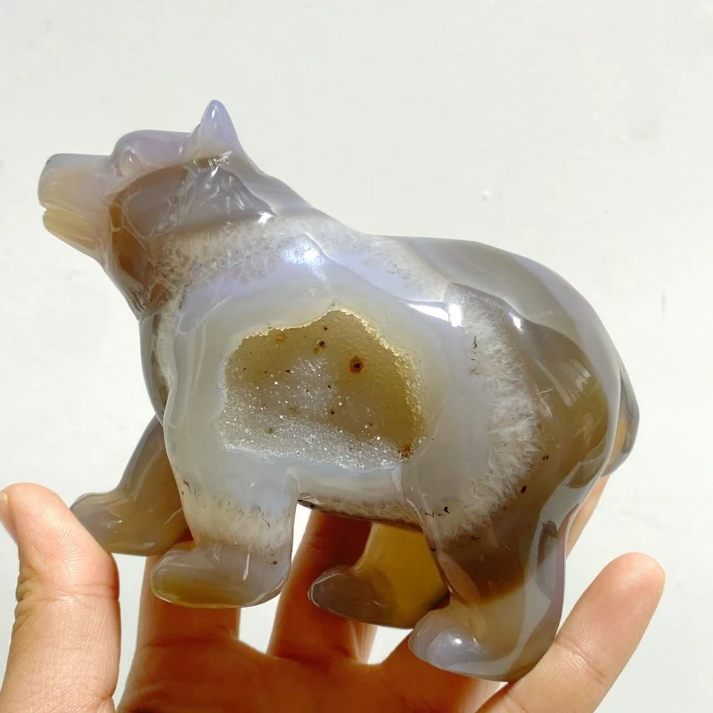 5 Pieces Geode Druzy Agate Bear Carving - Image 4