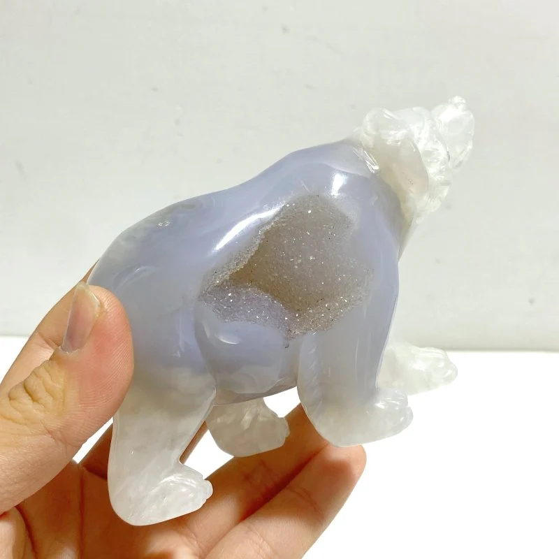 5 Pieces Geode Druzy Agate Bear Carving - Image 6
