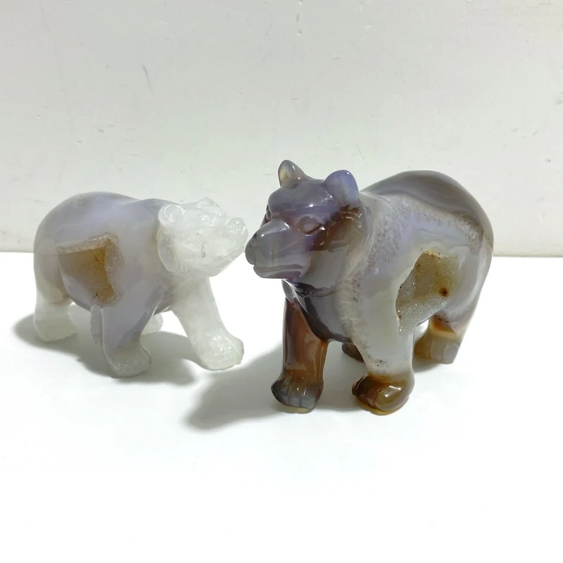 5 Pieces Geode Druzy Agate Bear Carving - Image 7