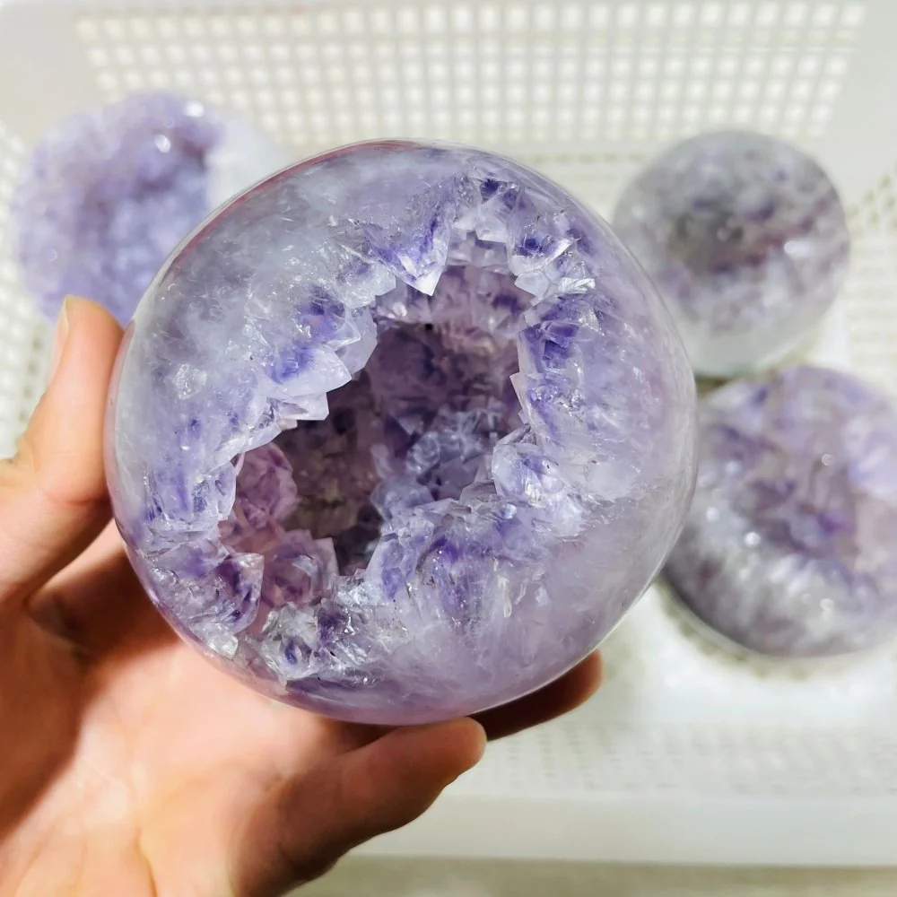 6 Pieces High Quality Amethyst Geode Spheres - Image 3