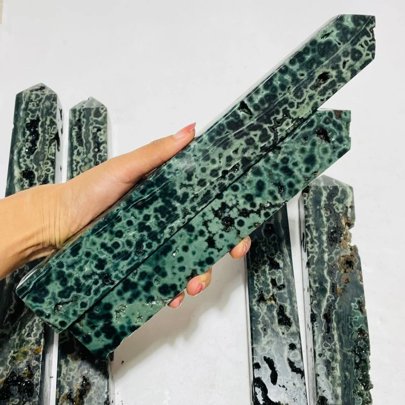6 Pieces High Quality Large Green Sea Jasper Druzy Tower - Image 3